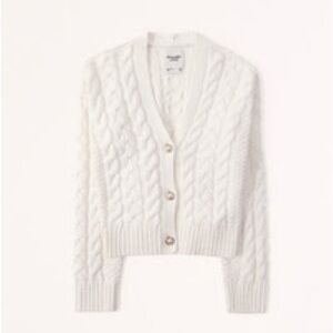 Abercrombie & Fitch White Cable Knit Cardigan